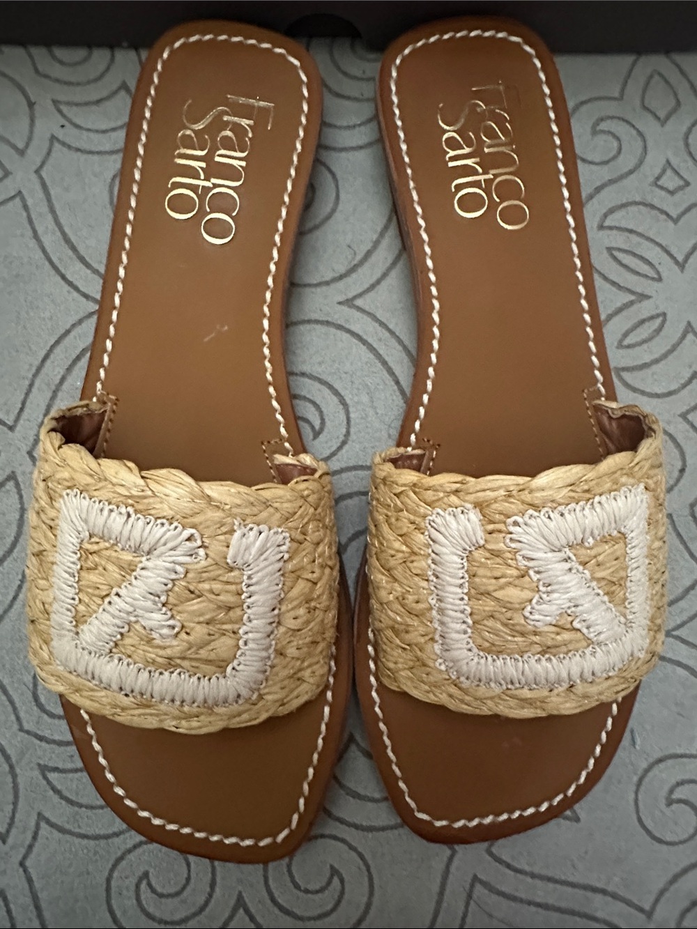 Franco Sarto Tan Raffia Slide - Picture 4 of 6